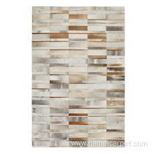 Cowhide leather patchwork luxury hotel carpet area rug